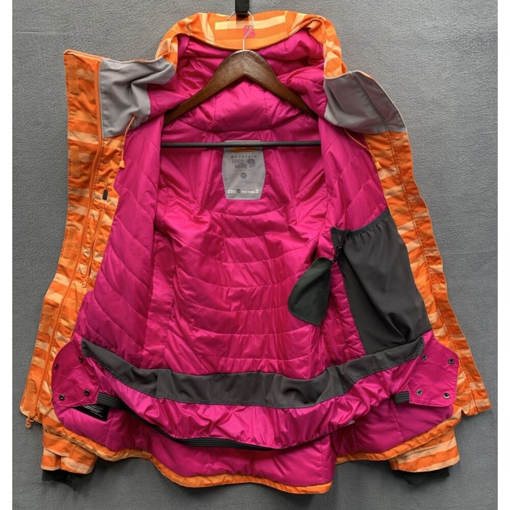 Mountain Hardwear Jacket Medium Adult Orange Ski Striped Hooded Dry Thermal Q - Picture 3 of 16